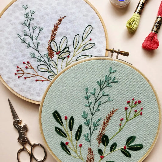 Winter Botanical - Peel, Stick, and Stitch Hand Embroidery Patterns