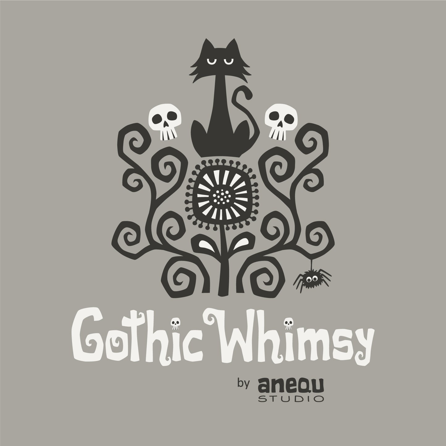 Gothic Whimsey by Anequ Studio | Stripes | Black/White | 1/4 Yard | Continuous Cuts (WOF)